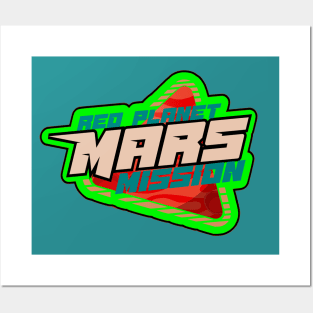 Planet Mars mission badge green Posters and Art